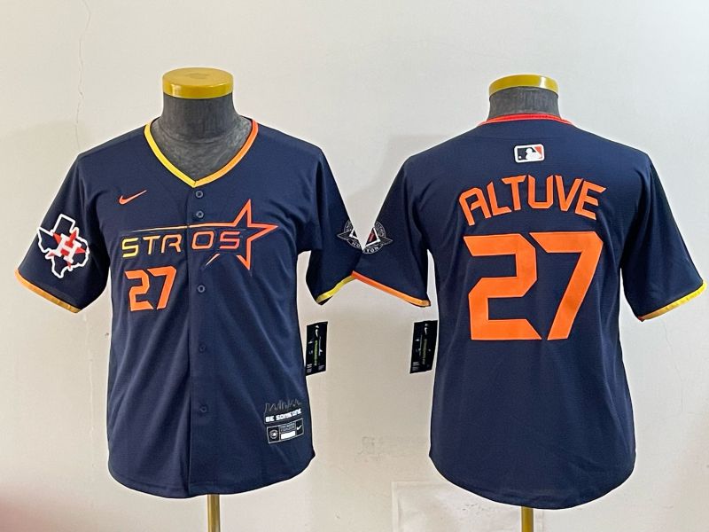 Youth 2025 Houston Astros #27 Altuve blue Nike MLB Jersey 0042->youth mlb jersey->Youth Jersey